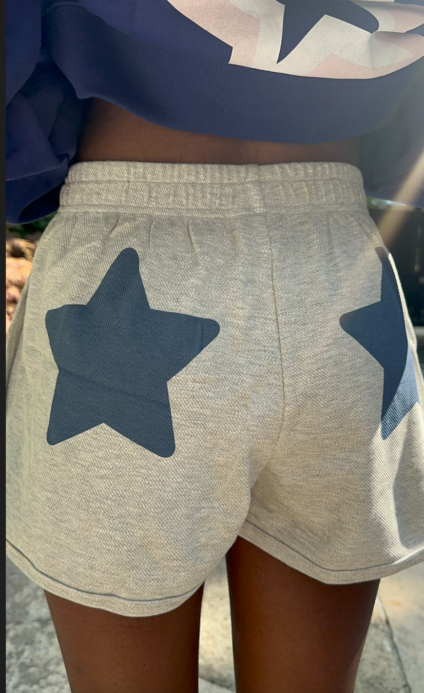 NAVY “ASTAR” T SHIRT + STAR PATCH SHORTS